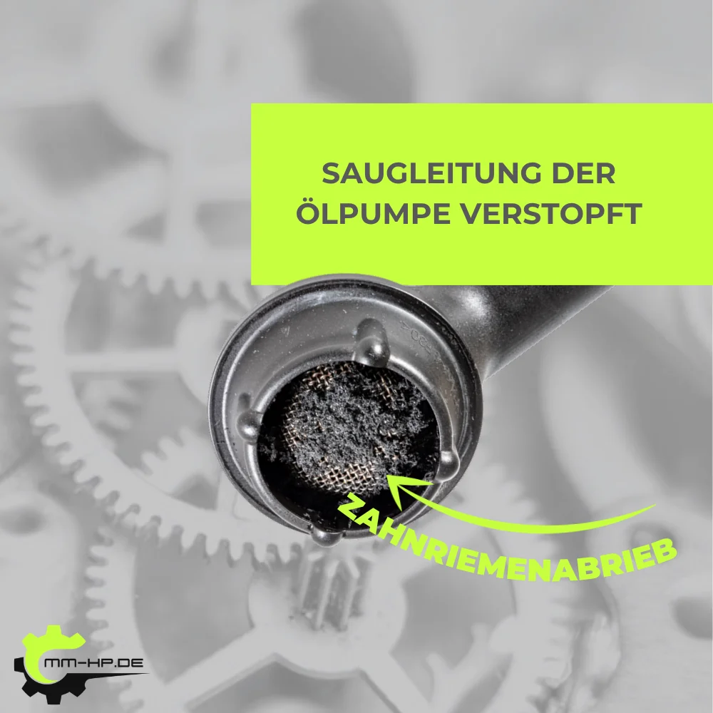 Verstopfte Saugleitung und Ölsieb der EA189 Ölpumpe durch Zahnriemenpartikel