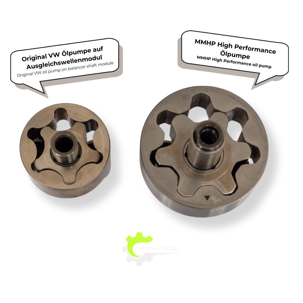 Original VW oil pump on the balance shaft module compared, EA189 2.0 TDI