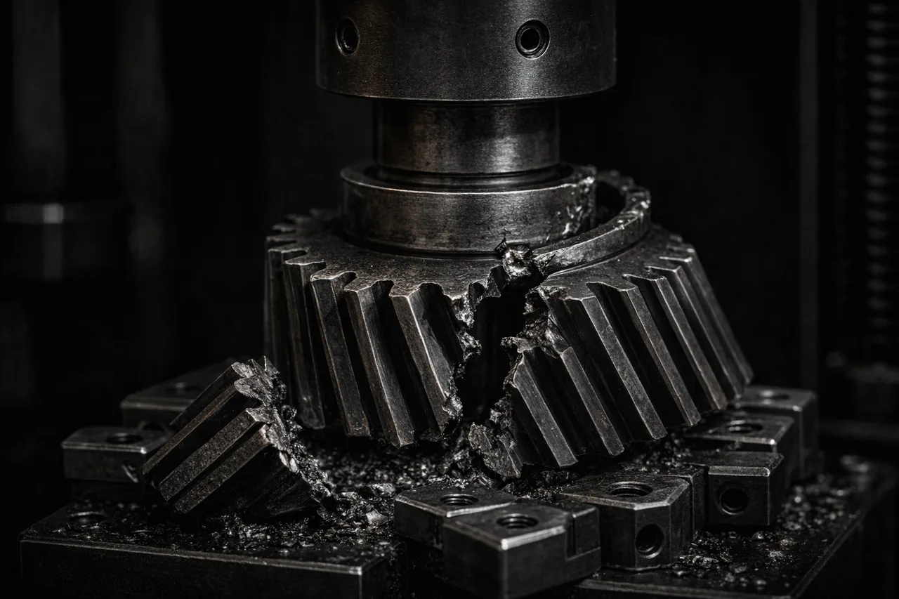 Fractured gear in the load-testing machine