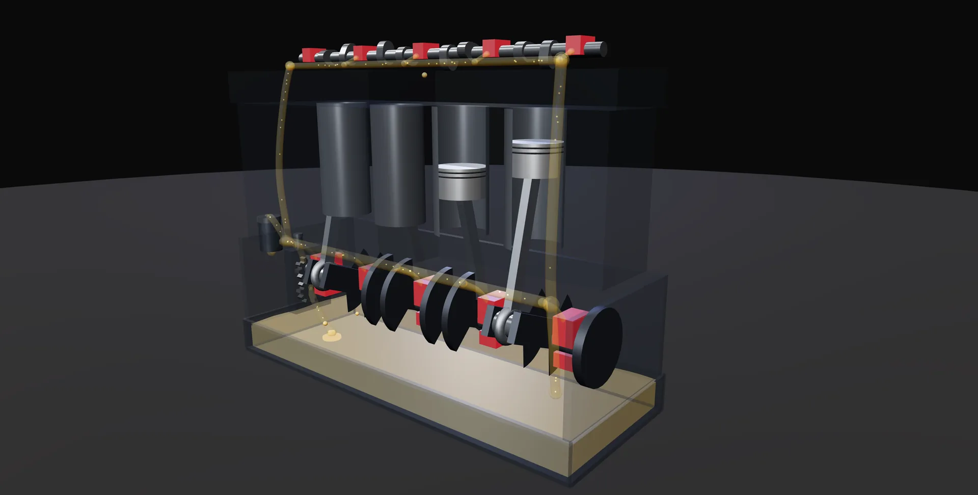 3D cutaway model of the oil circuit in the 2.0 TDI